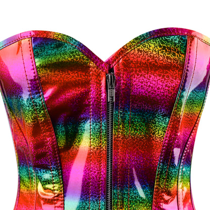 Neon Dream Overbust Corset (Prismatic Green-Purple Holo)