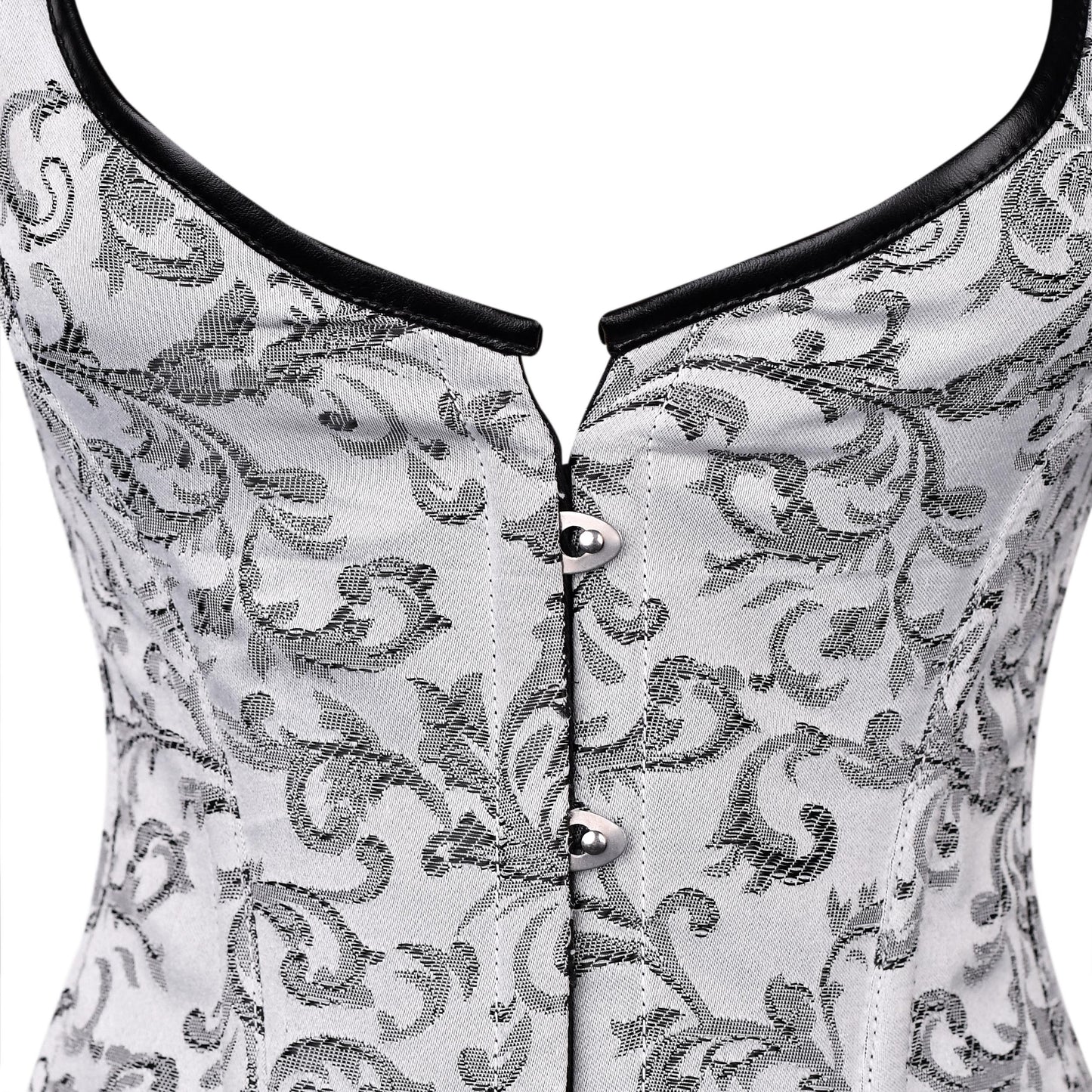 White & Silver Brocade Corset with Shoulder Straps
