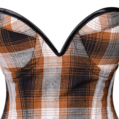 Brown Plaid Corset Dress