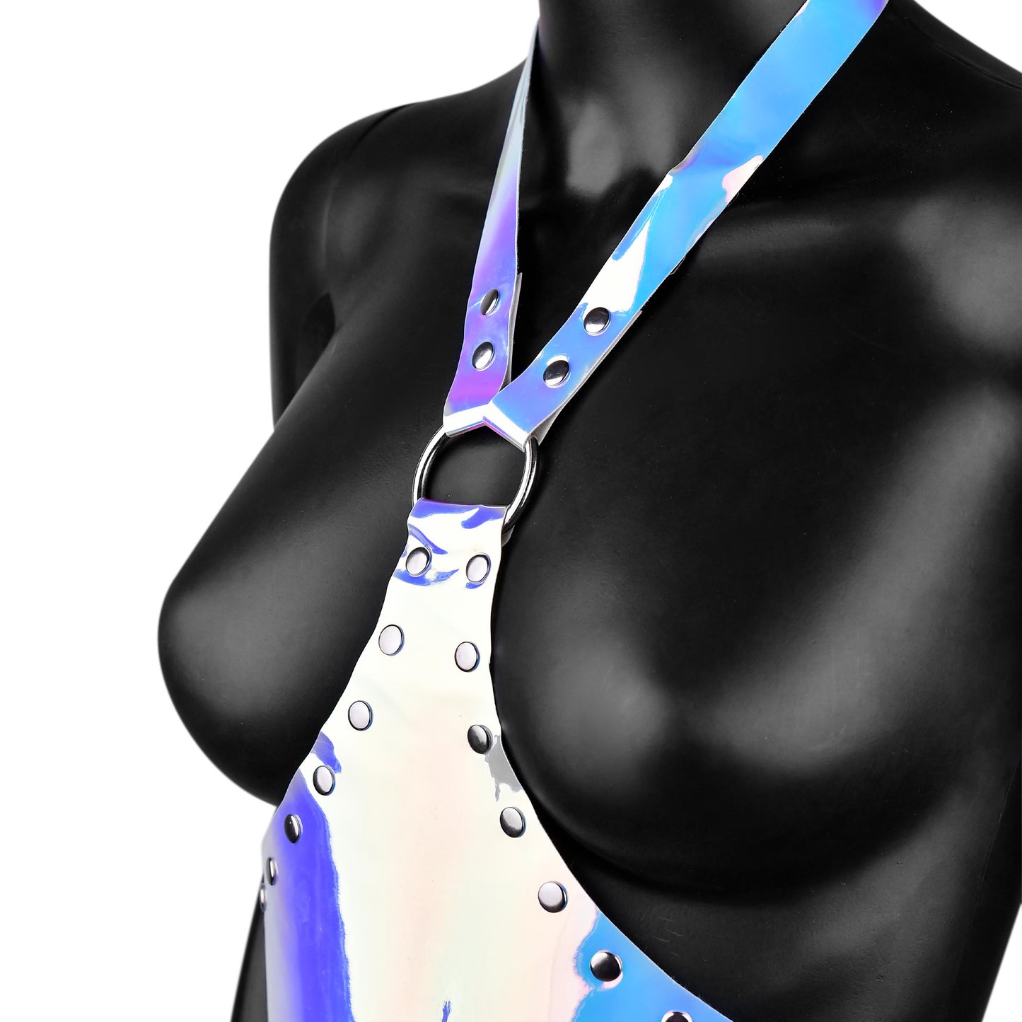 Blue Holographic Harness Crop Top