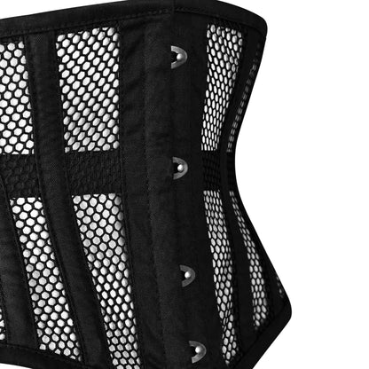 Black Cotton Mini Cincher Mesh corset