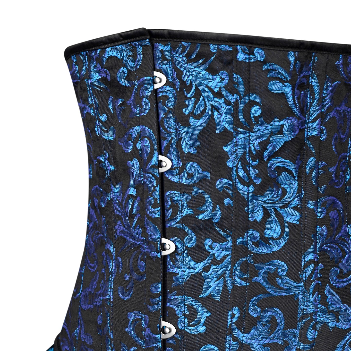 Victorian Blue Brocade Corset with Bustle Skirt