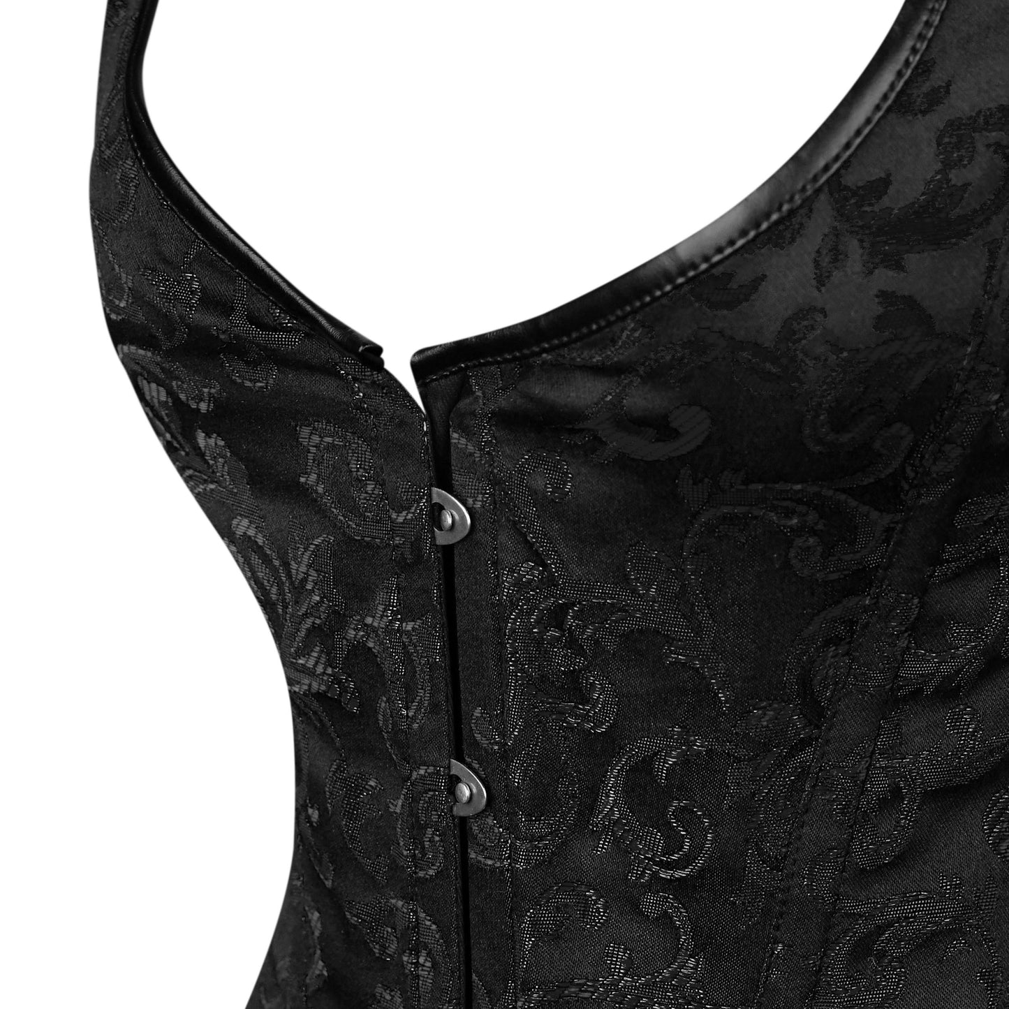Black Brocade Corset with Shoulder Straps