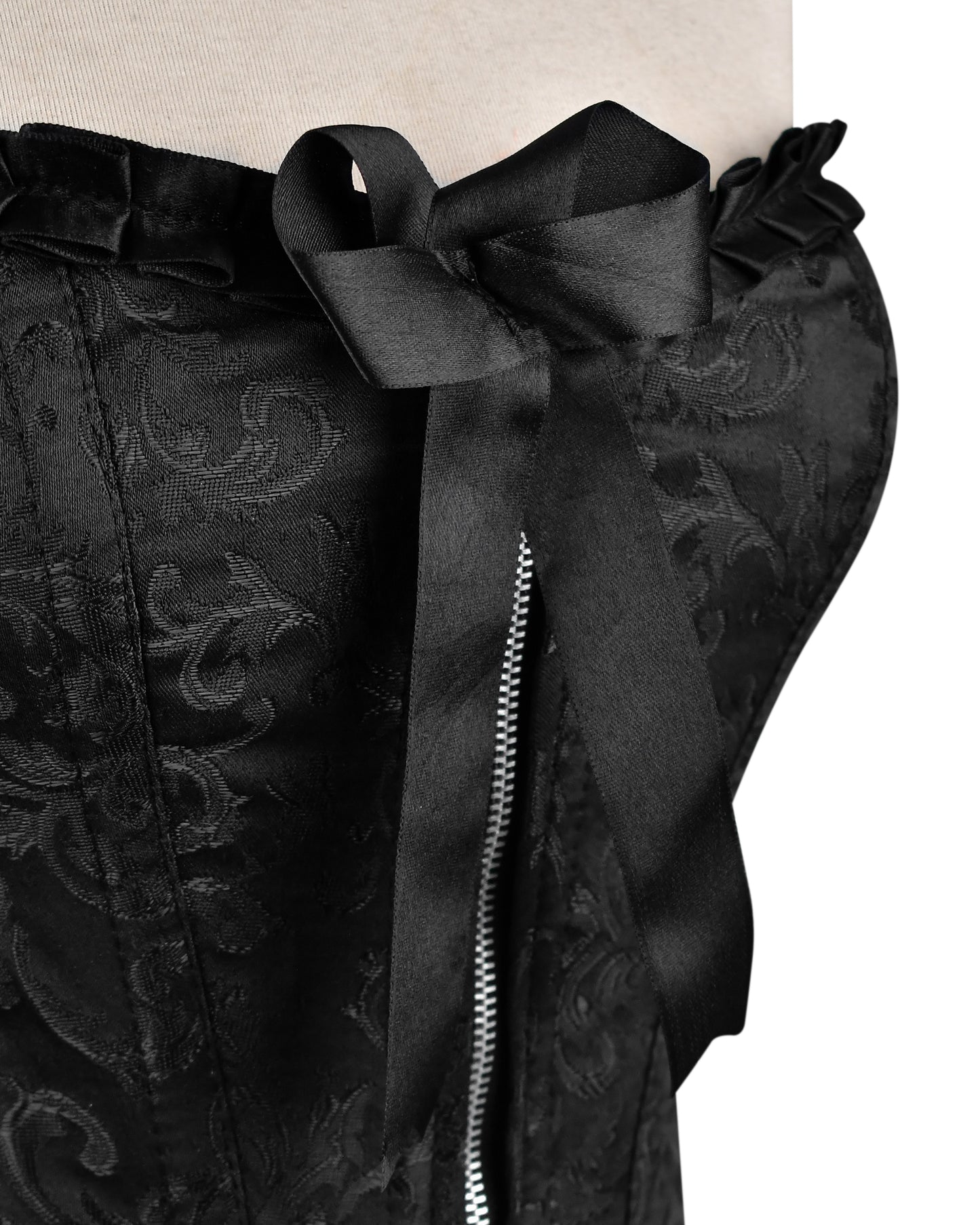 Plus Size Black Brocade Overbust Corset - Laced Corset