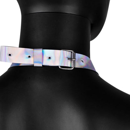 Holographic Leather Harness Crop Top