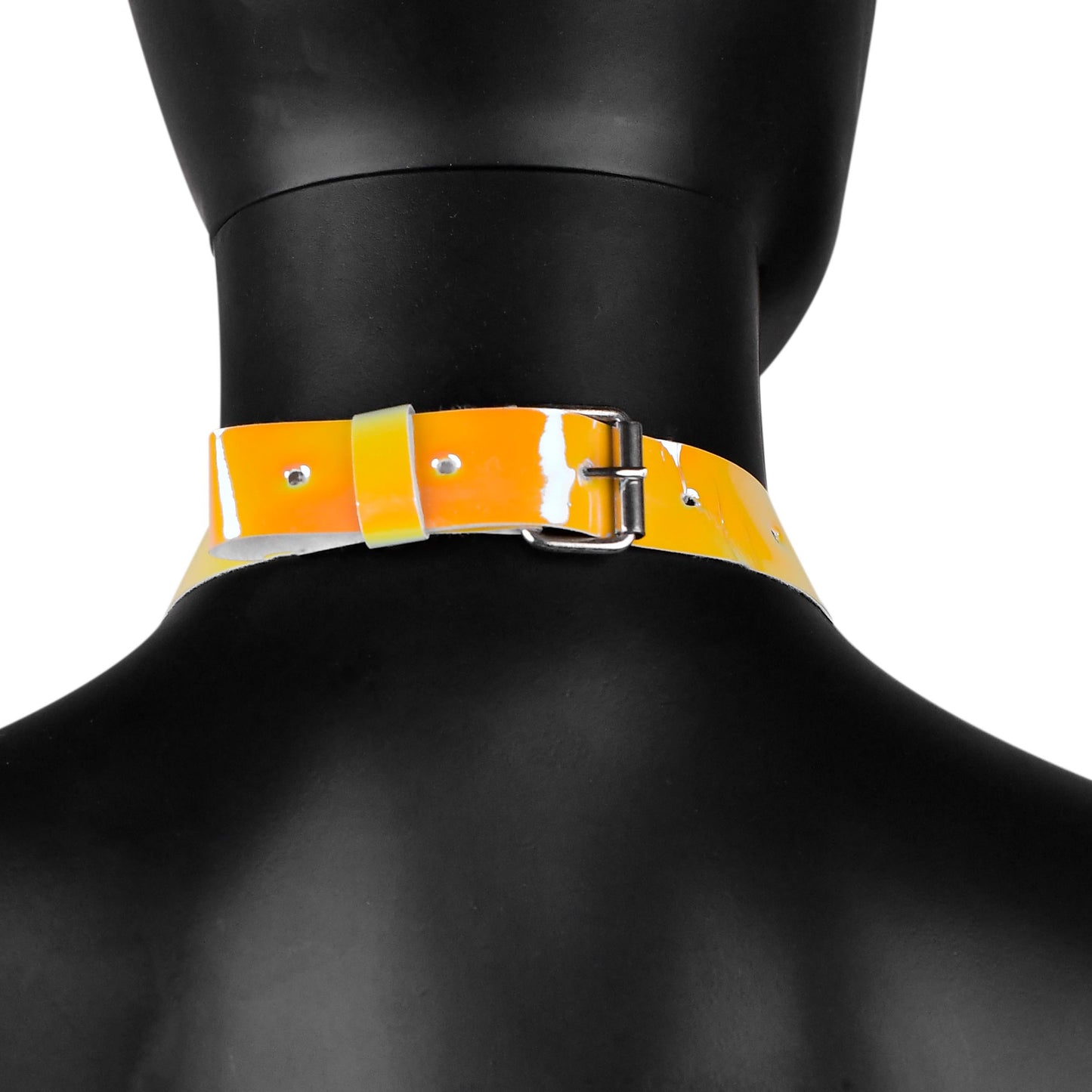Yellow-Orange Holographic Harness Crop Top