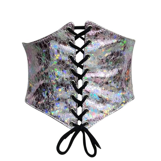 Pink crackle PVC Waist Training Corset Belt Waist cincher Lara Leather