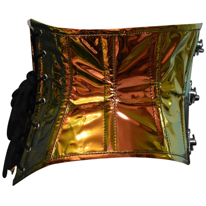 Gold Holographic Steel Boned Mini Cincher w/front Clasps closure
