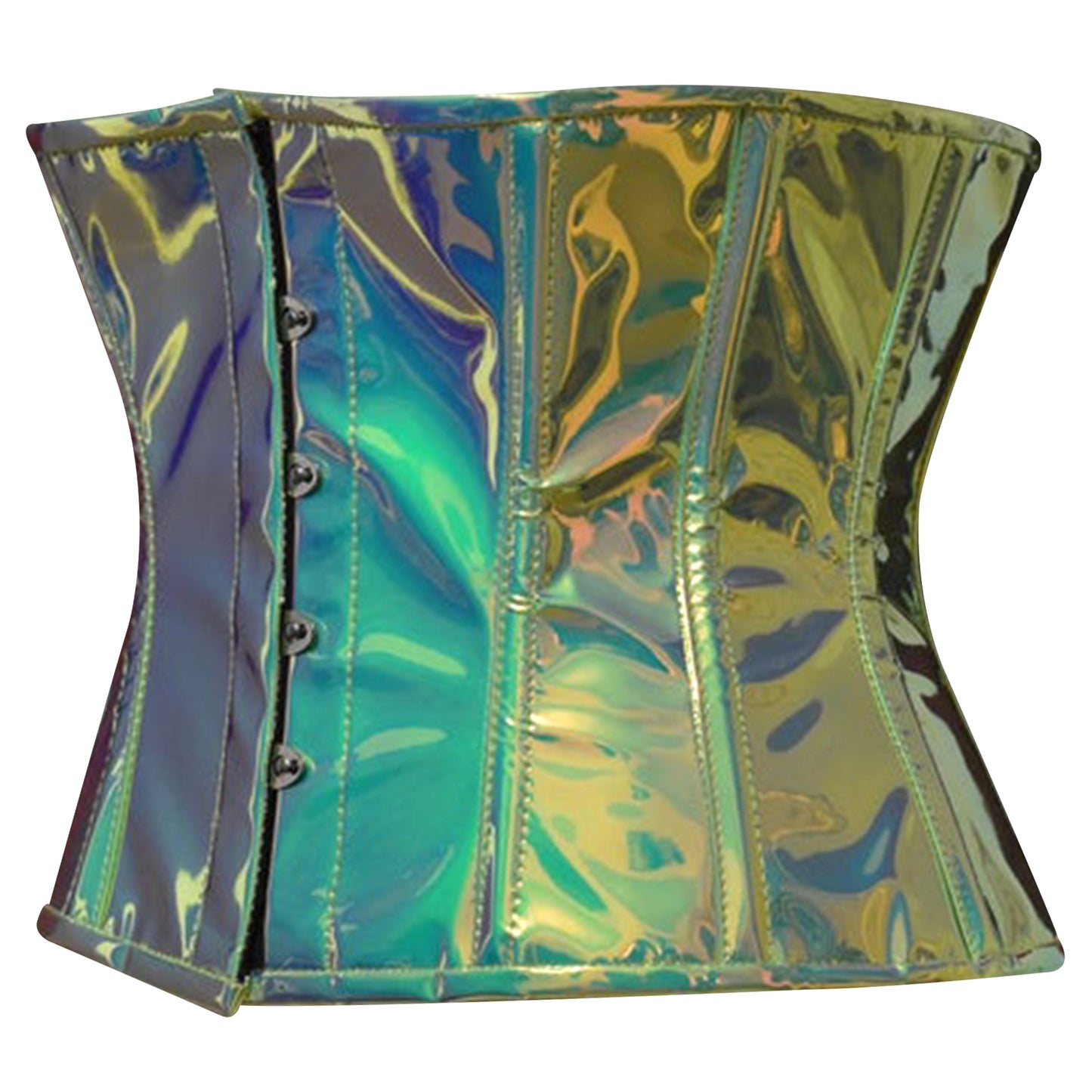 Mint Green Holographic Steel Boned Underbust Corset w/ Busk closure