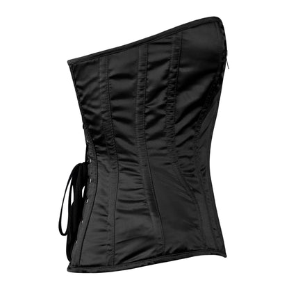 Handmade Black Satin Steel Boned OverBust Corset