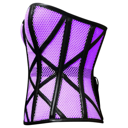 Stylish Overbust Faux/Fishnet Steel boned Corset