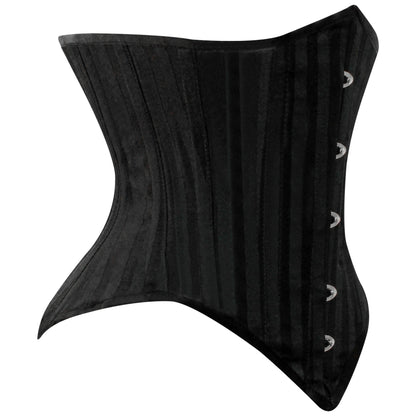 Black Brocade Lined Under bust Steel Boned Corset