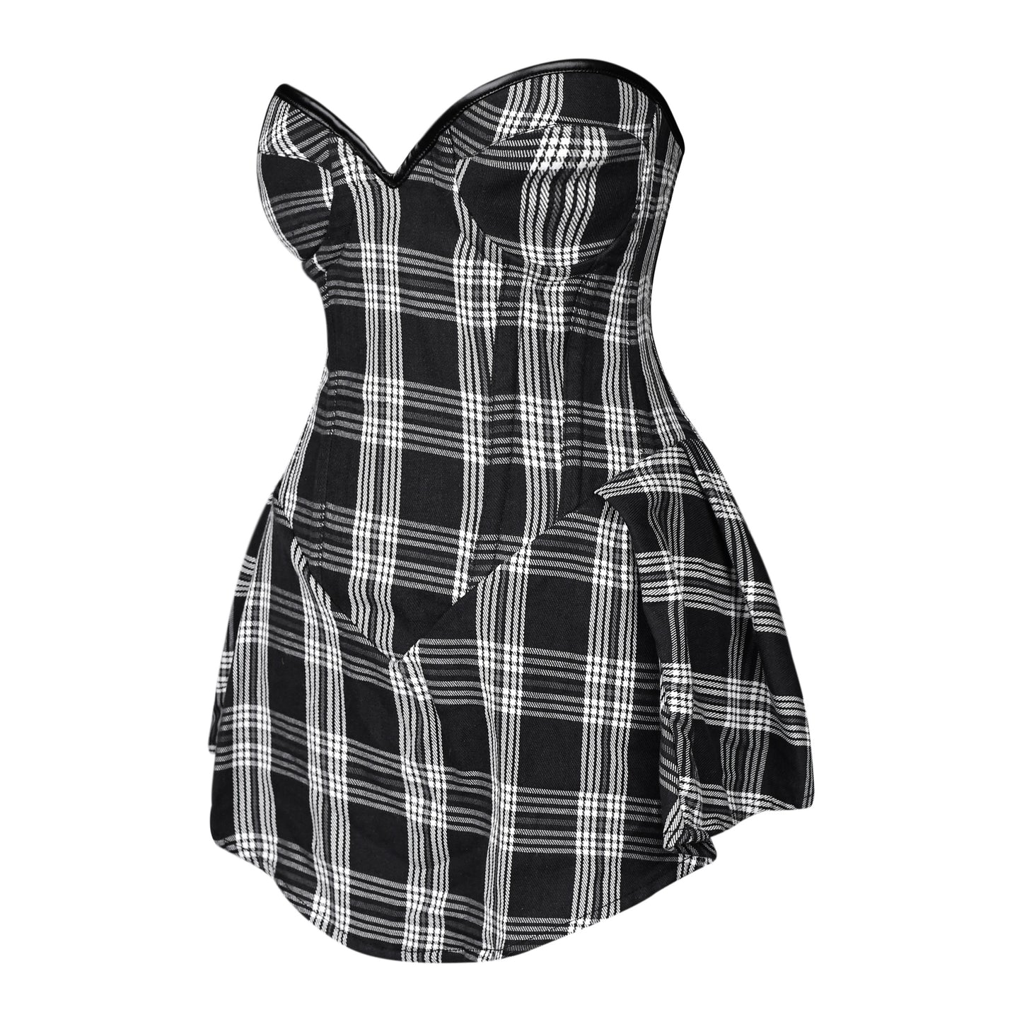 Black & White Plaid Corset Dress