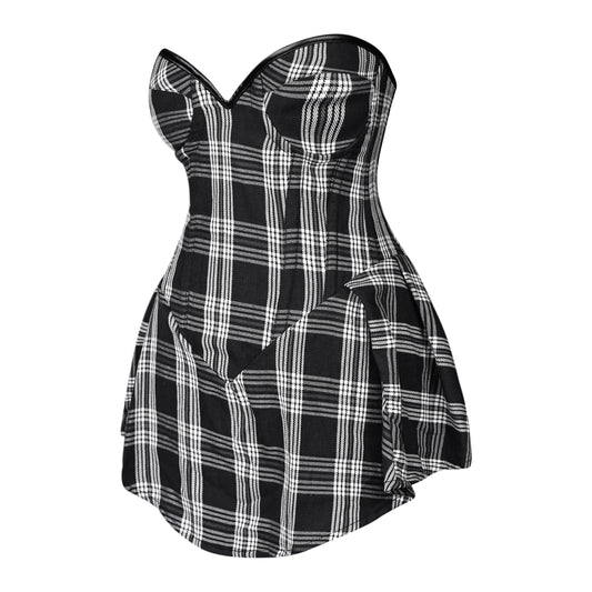 Black & White Plaid Corset Dress