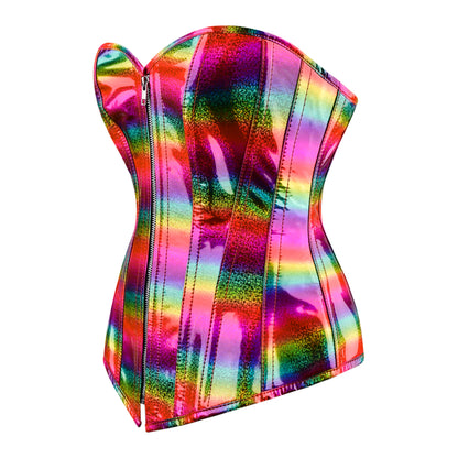 Neon Dream Overbust Corset (Prismatic Green-Purple Holo)
