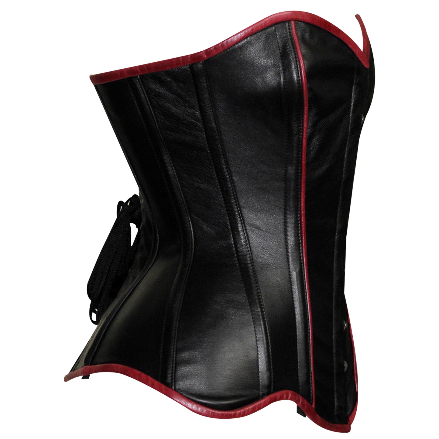 Real Leather Steel Boned Overbust corset w/ Front usk closure