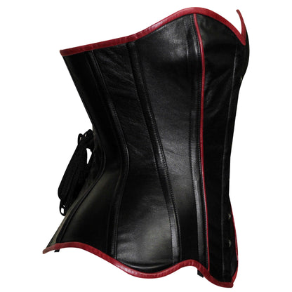 Real Leather Steel Boned Overbust corset w/ Front usk closure