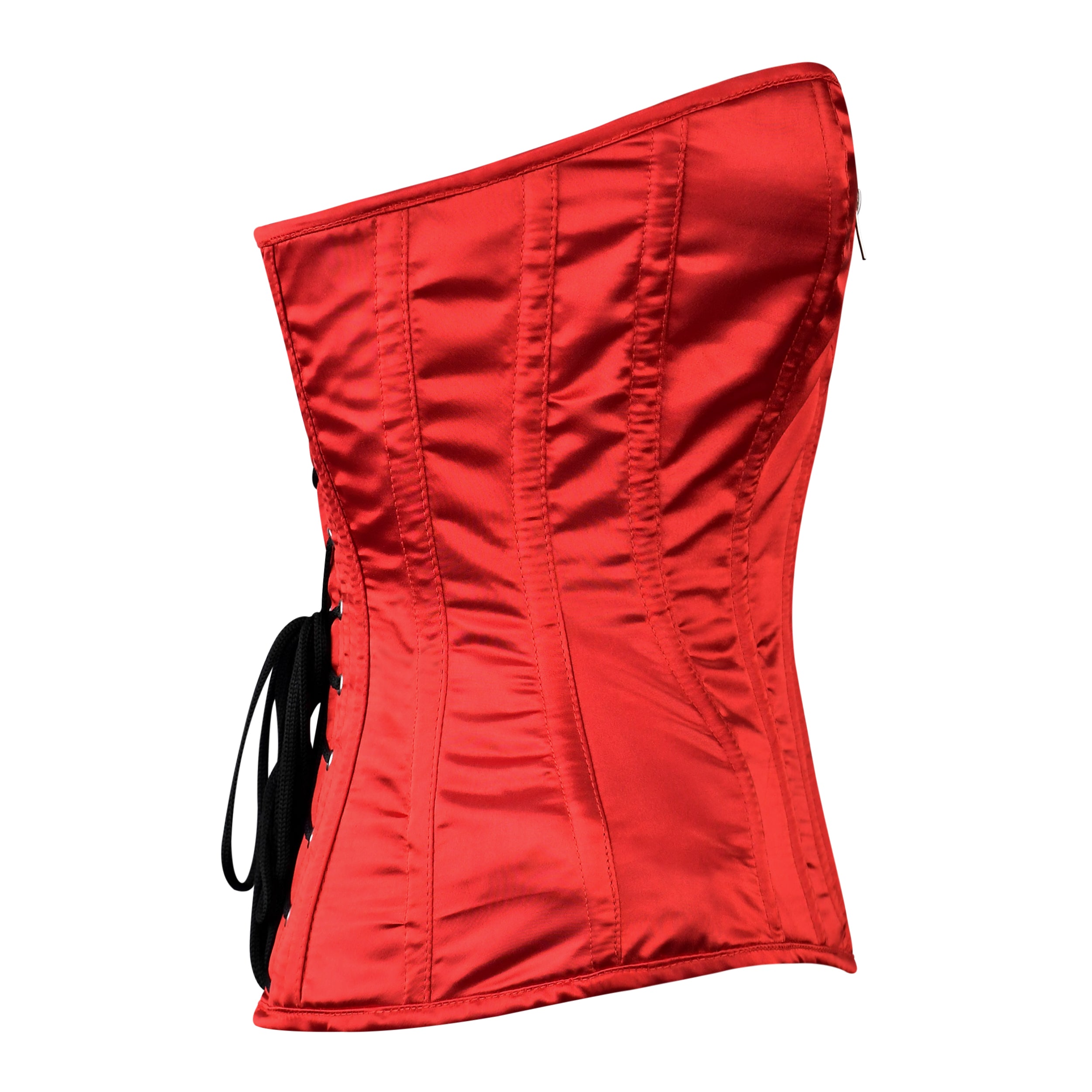 Handmade Red Satin Steel Boned OverBust Corset