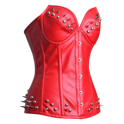 Gothic Leather Steel Boned Overbust / Steampunk Corset