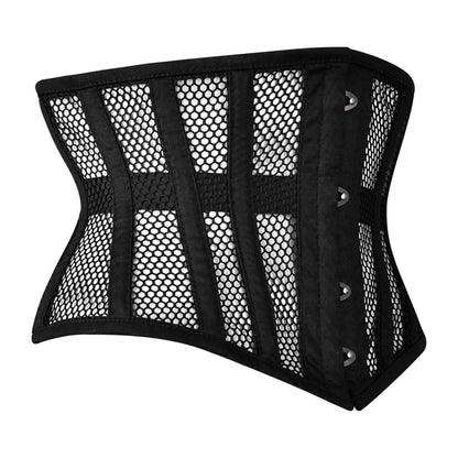 Black Cotton Mini Cincher Mesh corset