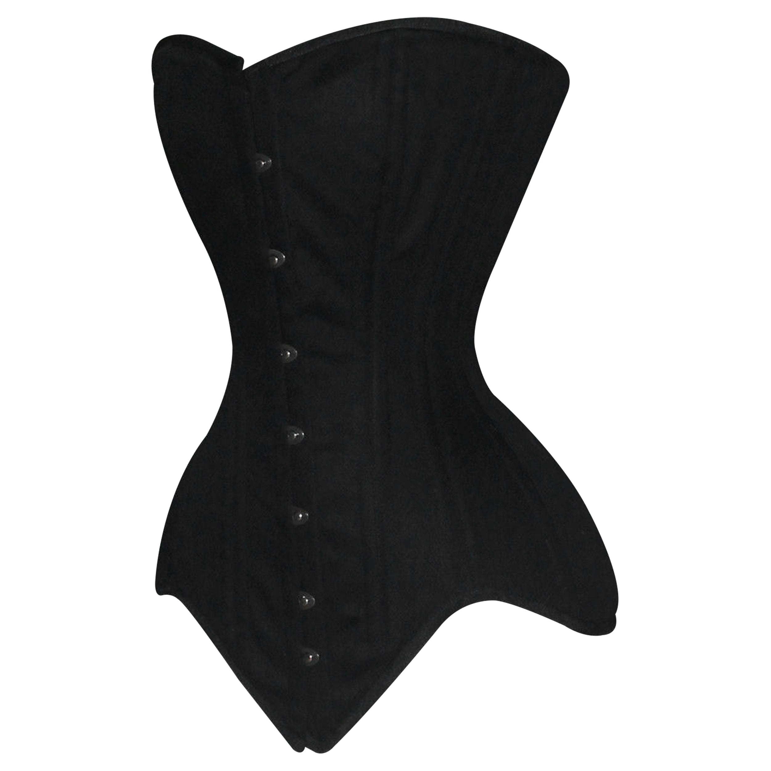 Handmade Black Cotton  Overbust corset/Steel Boned Waist Training Corset