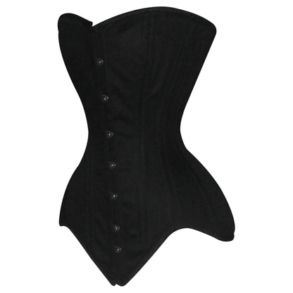 Handmade Black Cotton  Overbust corset/Steel Boned Waist Training Corset