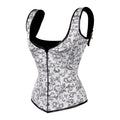 White & Silver Brocade Corset with Shoulder Straps