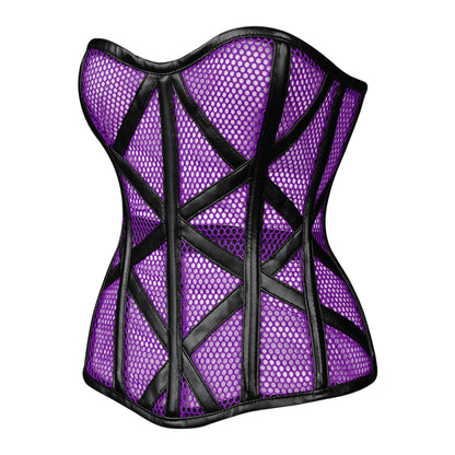 Purple Mesh Cage Corset with Black Leather Straps