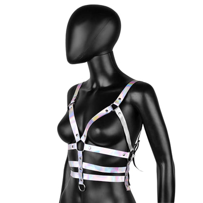 Holographic Leather Strappy Harness