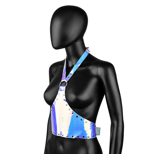 Blue Holographic Harness Crop Top