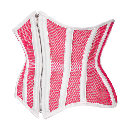 Pink & White Mesh Zip-Up Corset