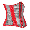 Red PVC Corset -Under bust Steel Boned w/ Fishnet