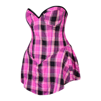 Pink Plaid Corset Dress