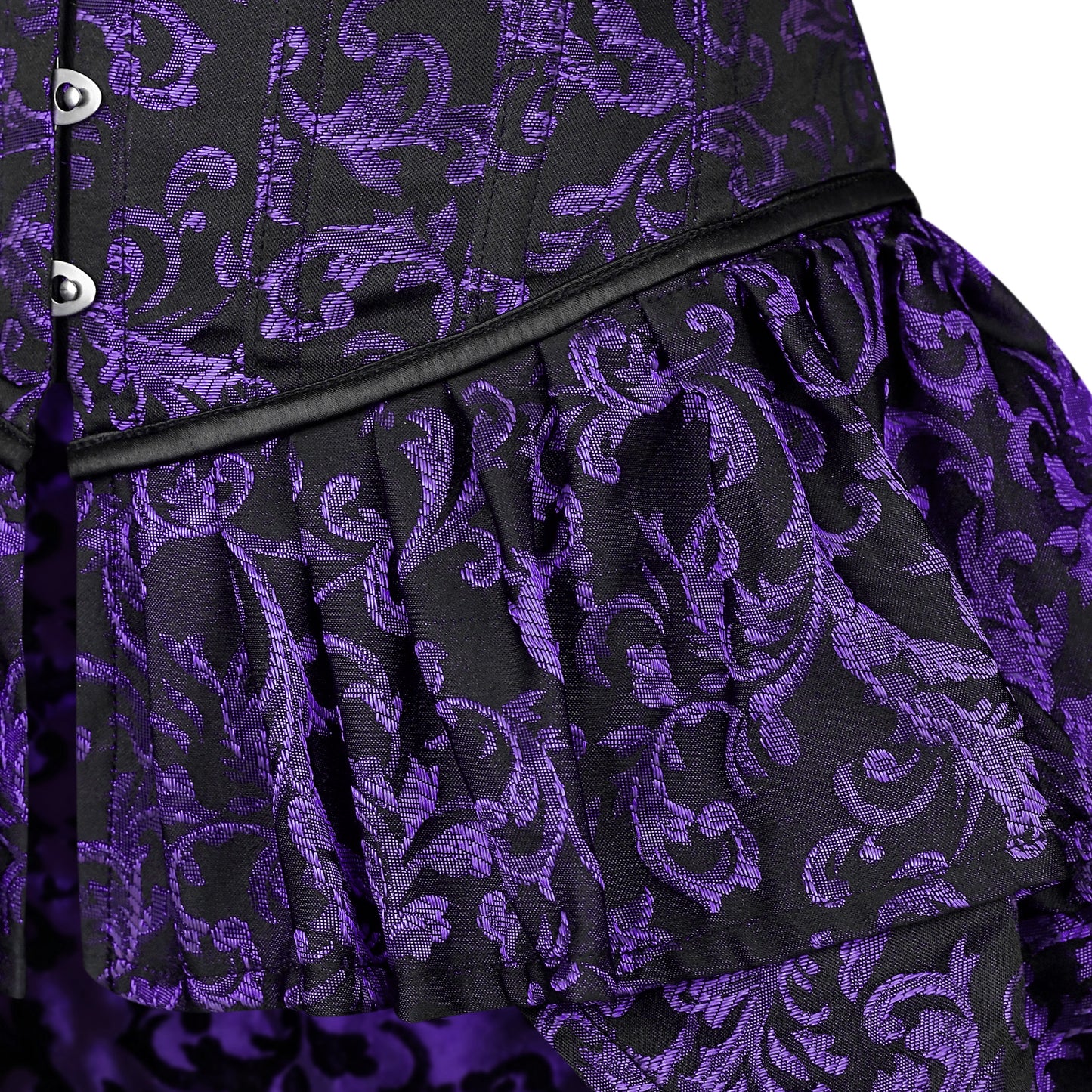 Victorian Purple Brocade Corset with Bustle Skirt