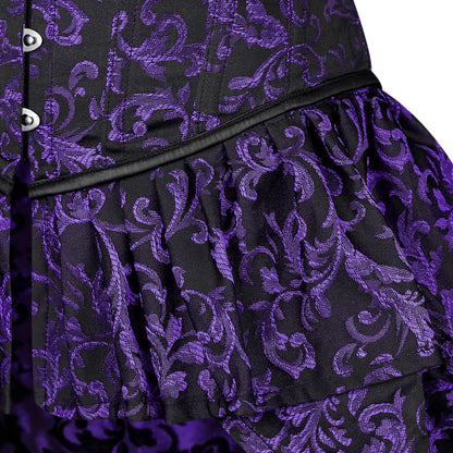 Victorian Purple Brocade Corset with Bustle Skirt