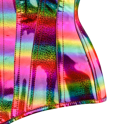 Neon Dream Overbust Corset (Prismatic Green-Purple Holo)