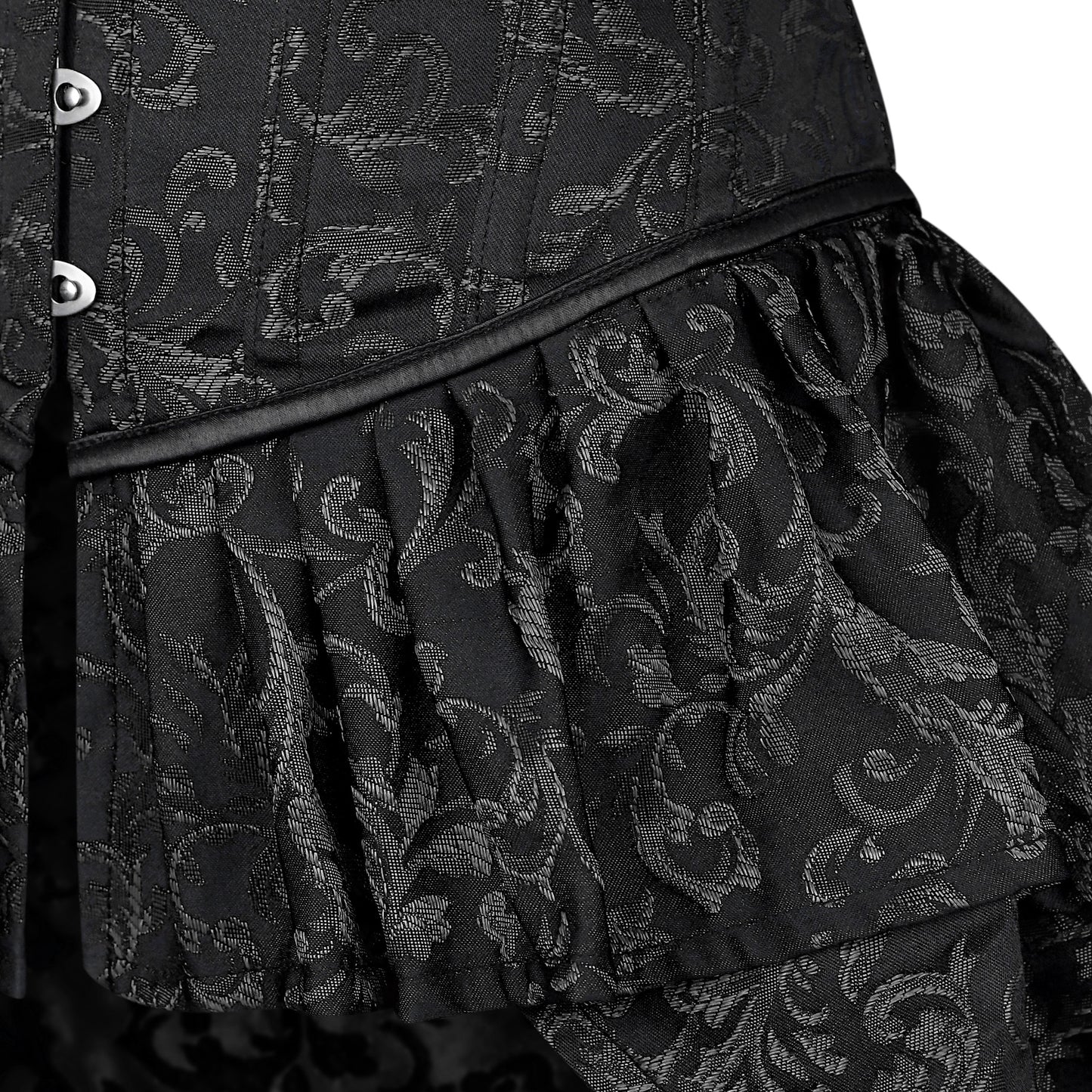 Victorian Black Brocade Corset with Bustle Skirt