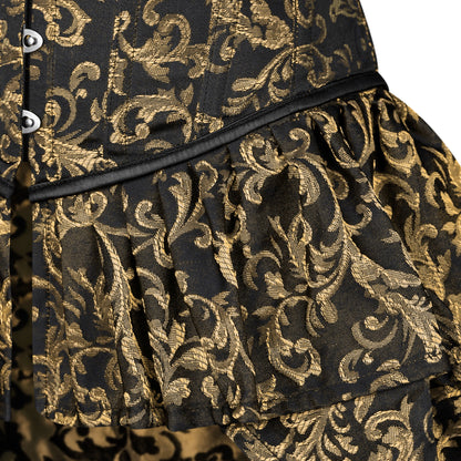 Victorian Gold Brocade Corset with Bustle Skirt