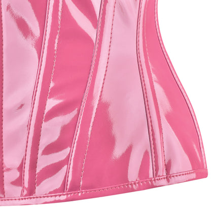 Hot Pink Gloss Vinyl Corset