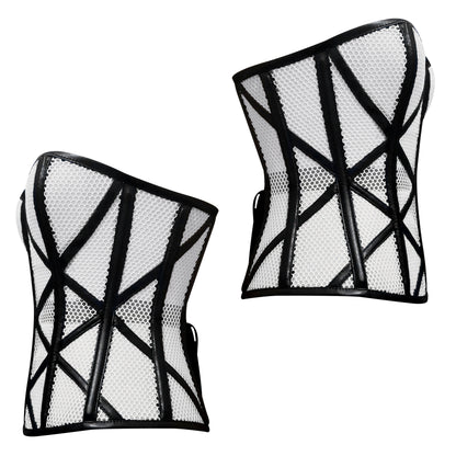 Stylish Overbust Faux/Fishnet Steel boned Corset