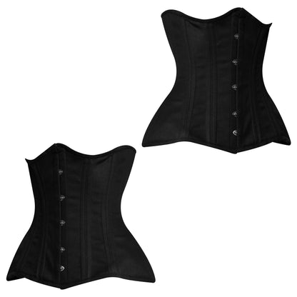 Handmade Black Cotton  Underbust corset/Steel Boned Waist Training Corset
