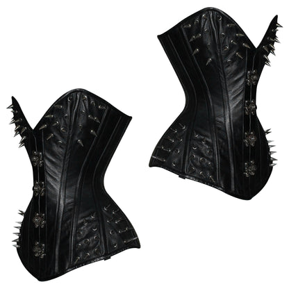 Steampunk Steel Boned Leather Overbust Corset