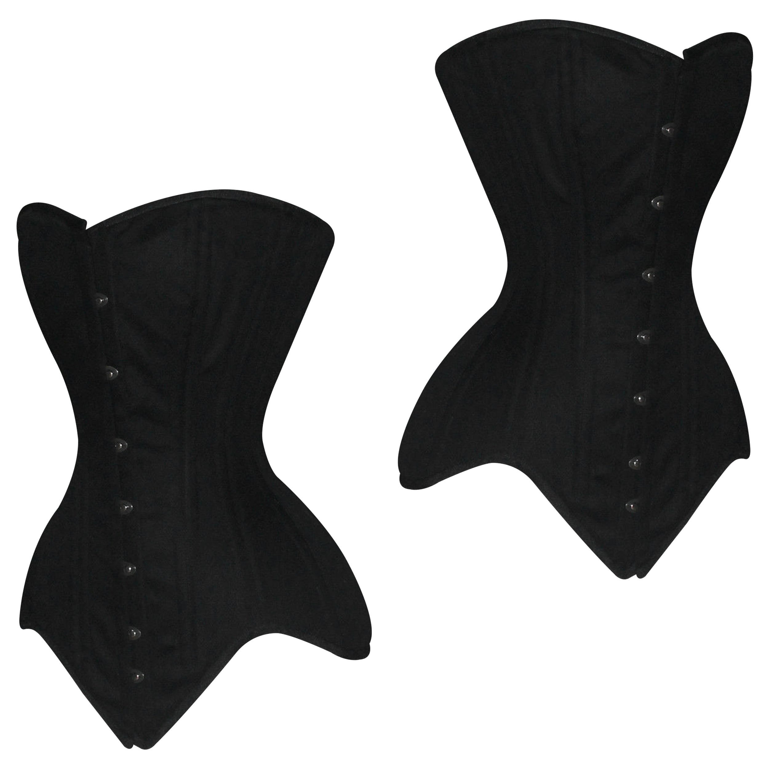 Handmade Black Cotton  Overbust corset/Steel Boned Waist Training Corset