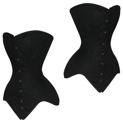 Handmade Black Cotton  Overbust corset/Steel Boned Waist Training Corset