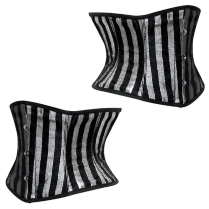 Silver Lined Brocade Mini Cincher corset - Waist Trainer Short torso