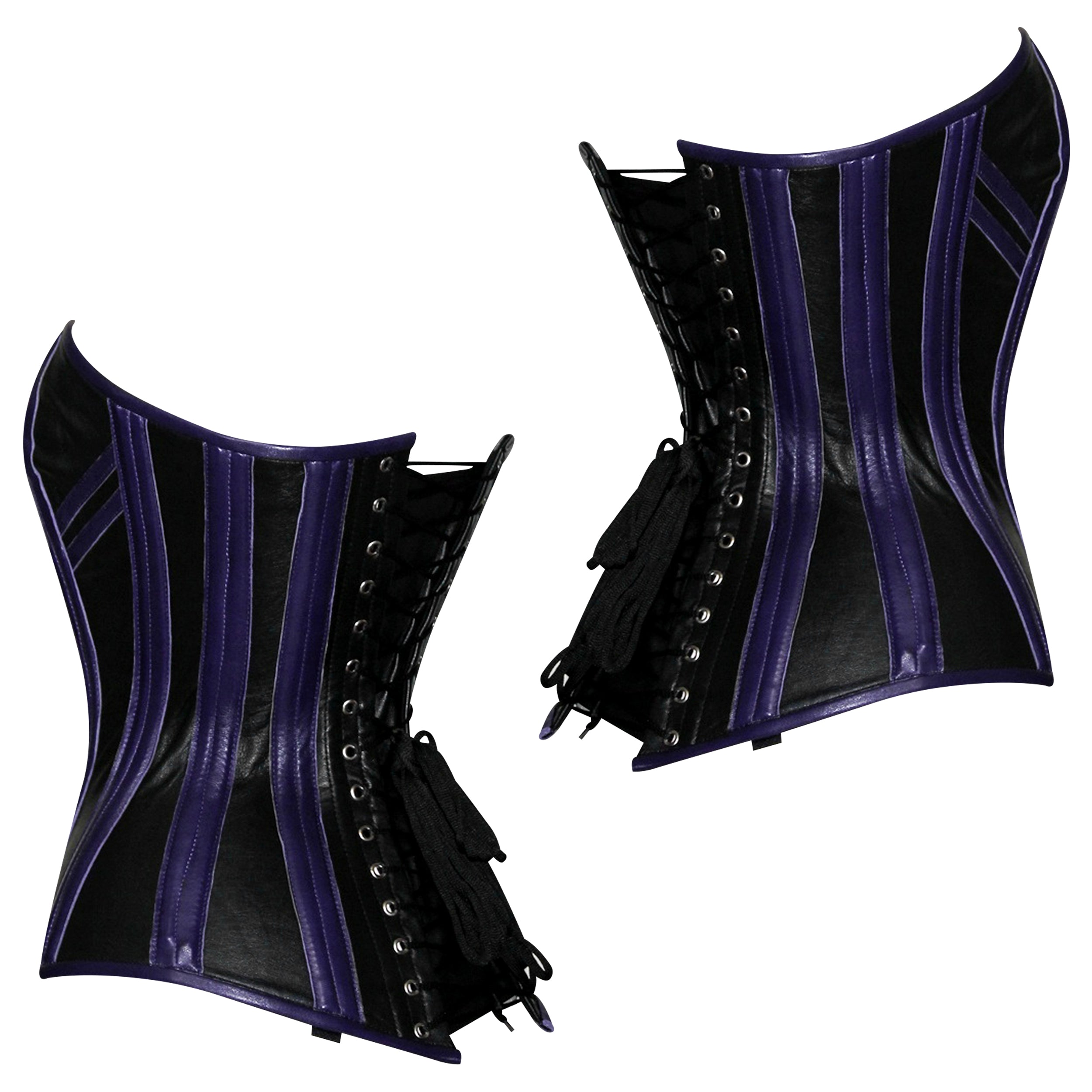 Steampunk Steel Boned Real Leather Overbust corset w/ Front Busk