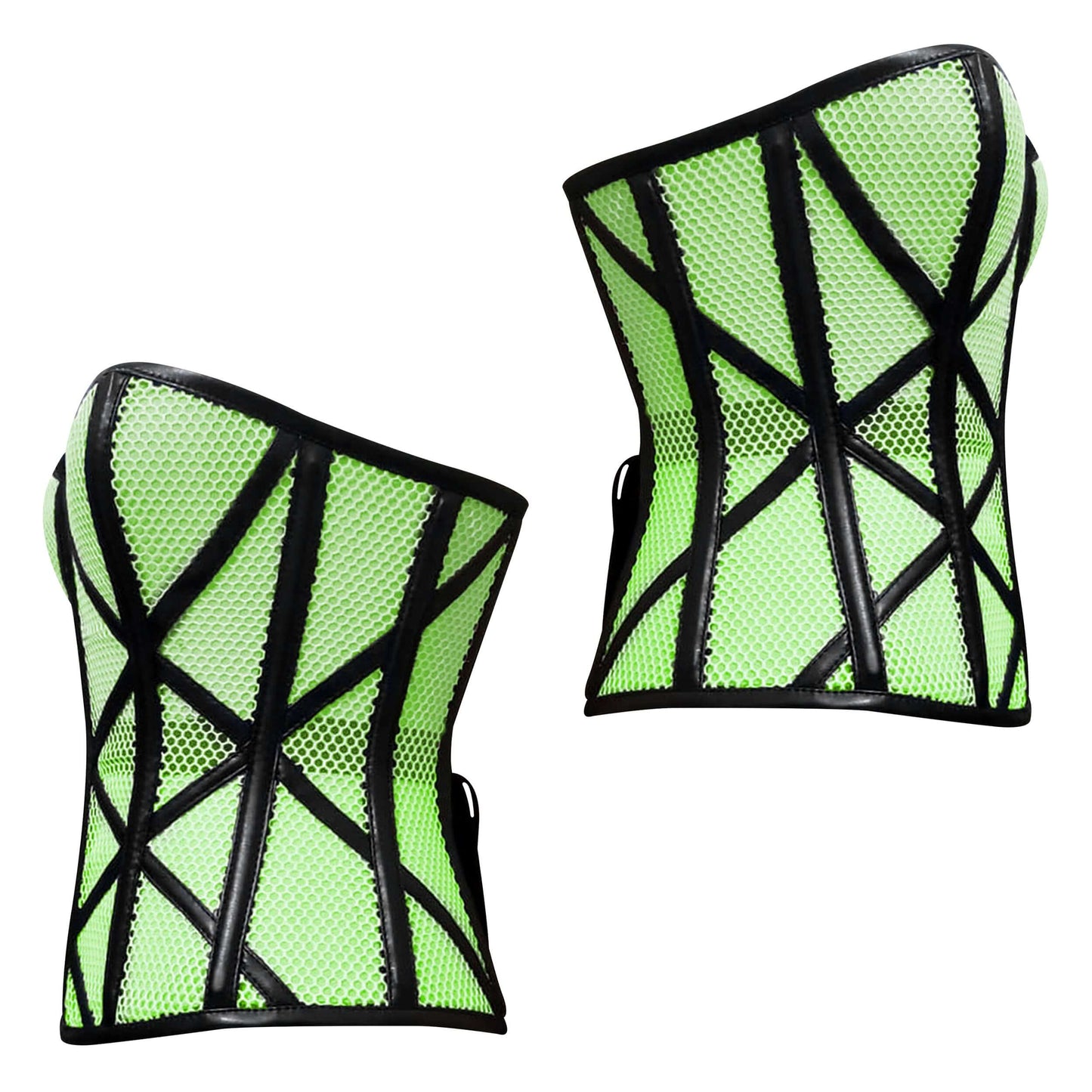 Stylish Overbust Faux/Fishnet Steel boned Corset