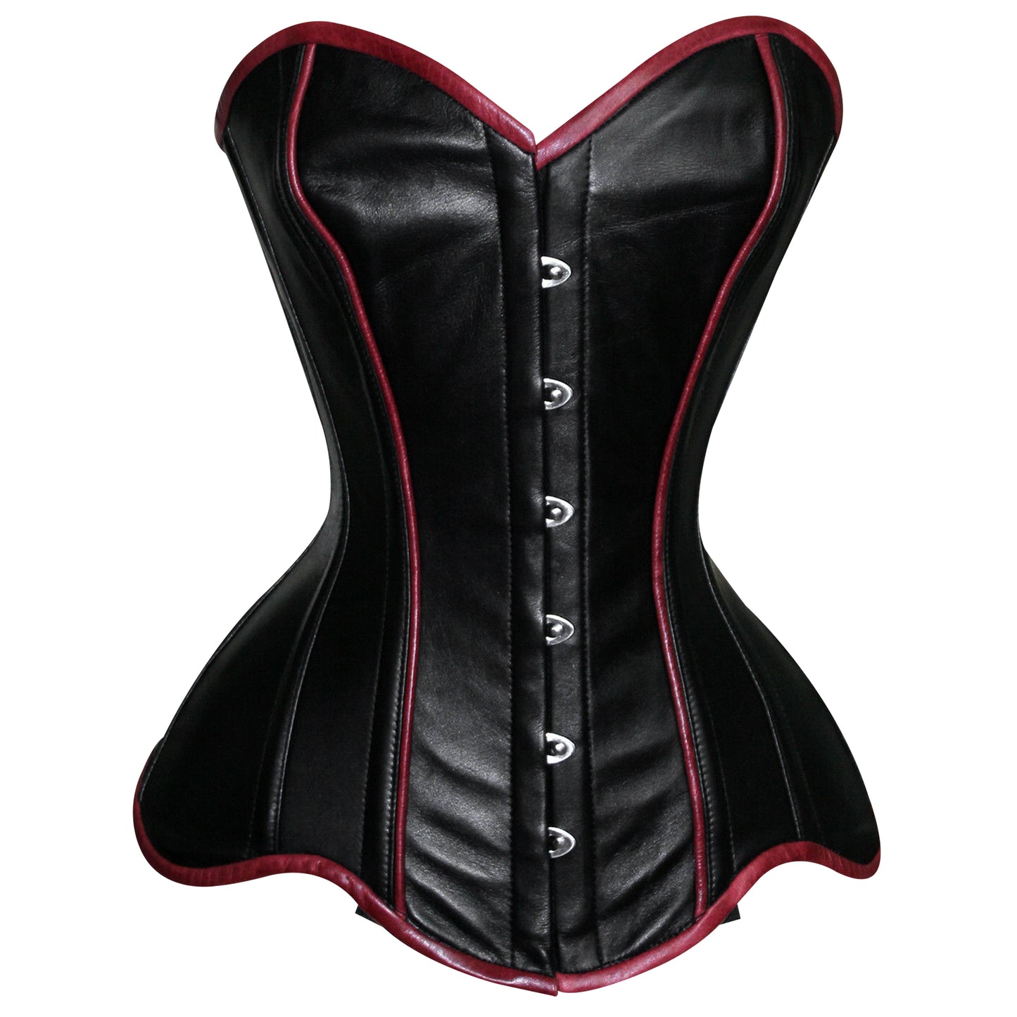 Real Leather Steel Boned Overbust corset w/ Front usk closure
