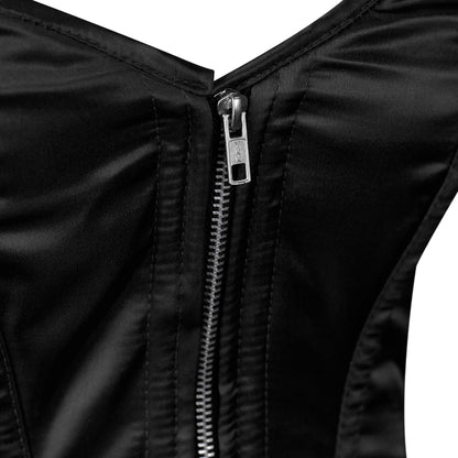 Handmade Black Satin Steel Boned OverBust Corset